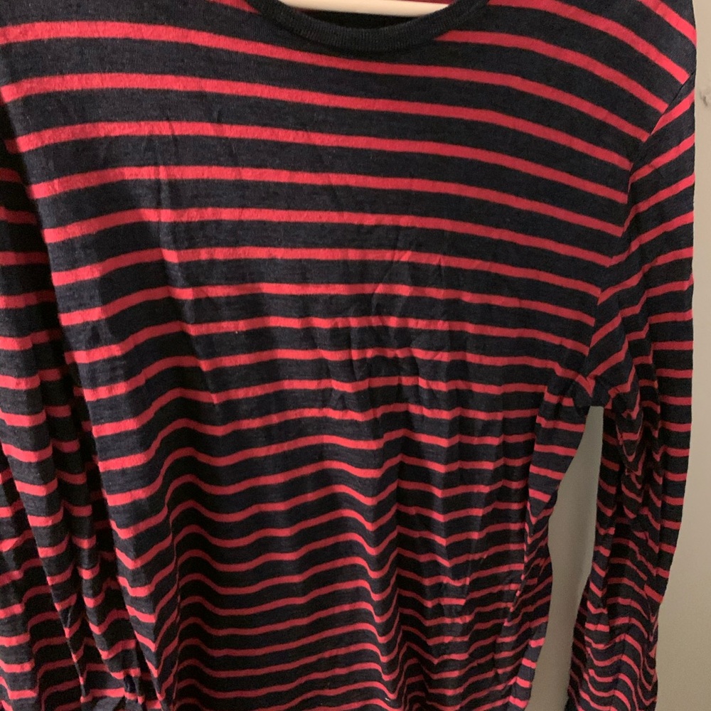 Red and navy striped shirt